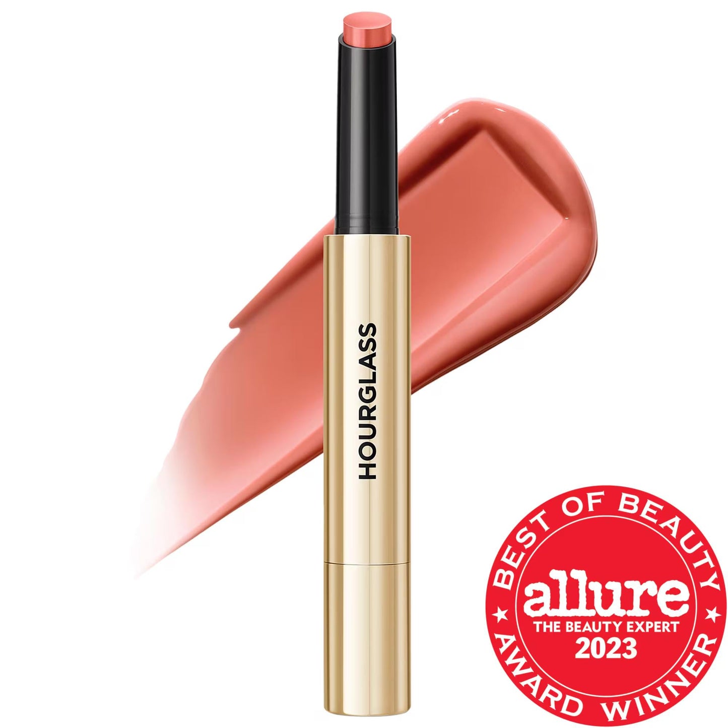 Phantom Volumizing Glossy Lip Balm coral pink shade in gold Hourglass tube on Tampa Home & Garden Store