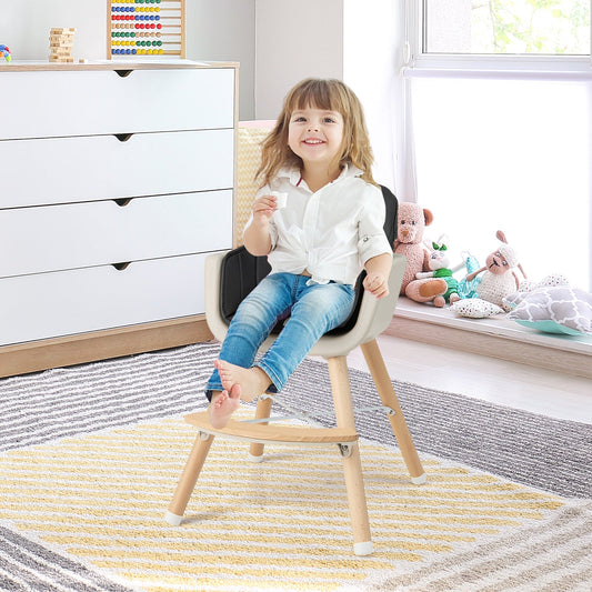 3-in-1 Convertible Wooden High Chair with Cushion - Tampa Home & Garden Store