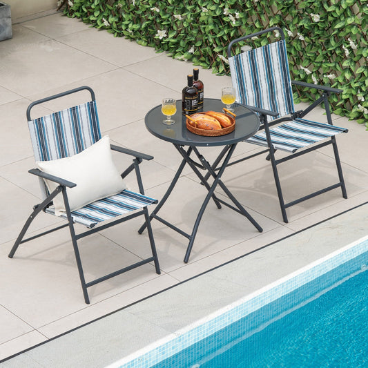 3 Pieces Outdoor Folding Chair Set Portable Folding Chair Set - Tampa Home & Garden Store