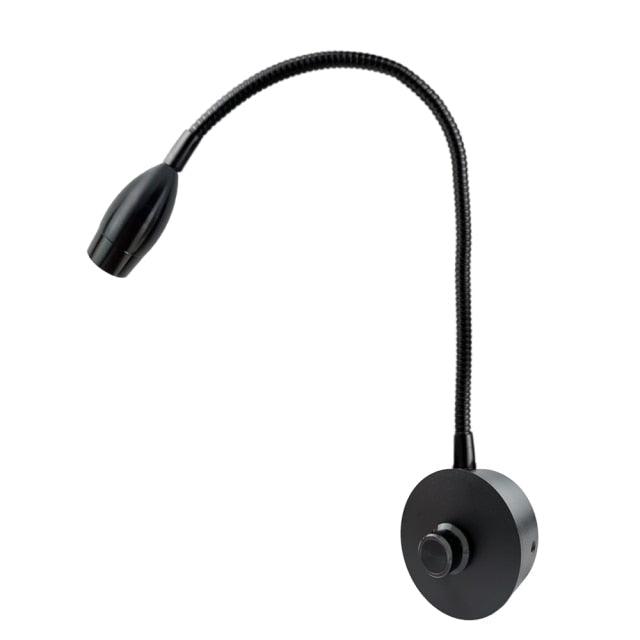 Stevvex 3W dimmable LED wall reading lamp with flexible gooseneck, black metal wall sconce on Tampa Home & Garden Store
