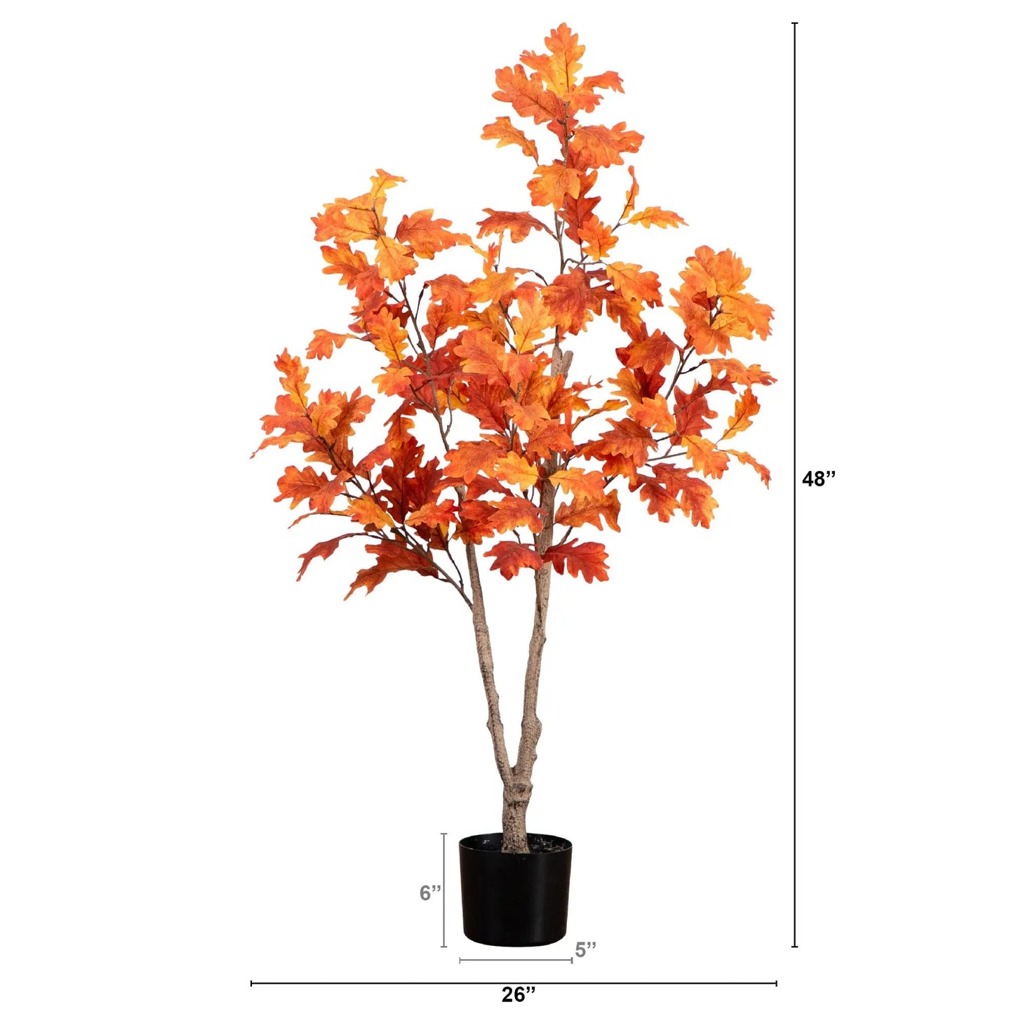 Autumn Oak Artificial Fall Tree orange leaves black pot 48 tall on Tampa Home & Garden Store