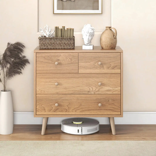 Four Drawer Dresser Cabinet with Rubber Legs in oak; two small top drawers, two large bottom drawers on Tampa Home & Garden Store