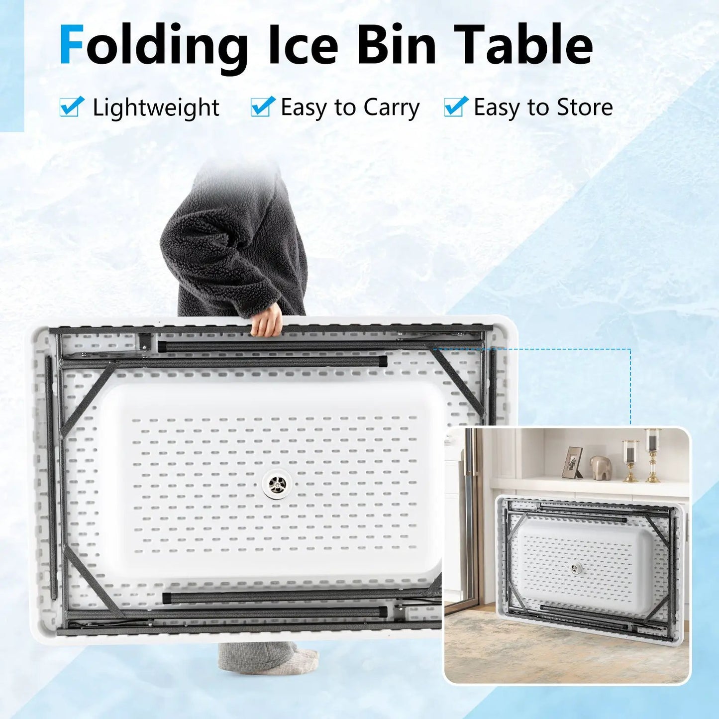 4 Feet Folding Ice Bin Table DirectDeals white outdoor events folding table on Tampa Home & Garden Store