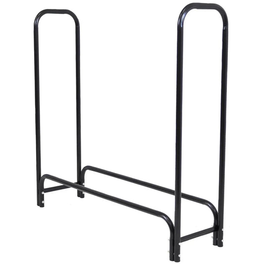 4-Ft Indoor Outdoor Black Metal Firewood Holder Log Rack with Cover - Tampa Home & Garden Store