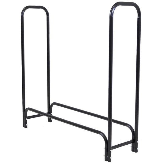 4-Ft Indoor Outdoor Black Metal Firewood Holder Log Rack with Cover - Tampa Home & Garden Store