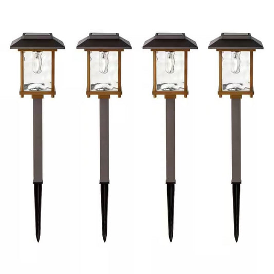4 Pack - Bronze Gold Solar LED Light Set - Outdoor Path Yard Lighting - Tampa Home & Garden Store