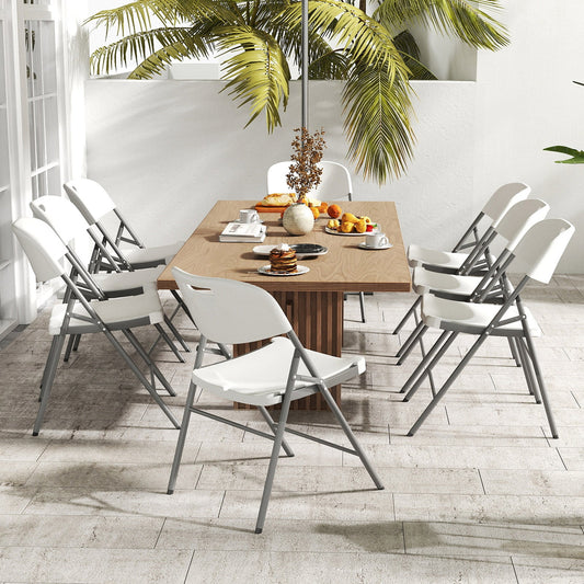 4 Pack Folding Stackable Chairs with Metal Frame and Carrying Handle-White - Tampa Home & Garden Store