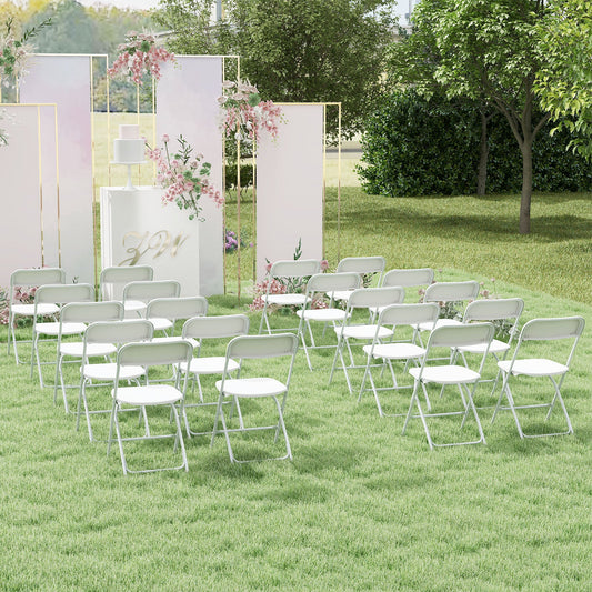 4 Pack Metal Folding Chairs with Plastic Seat and Back-White - Tampa Home & Garden Store