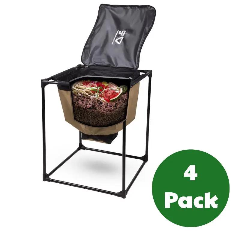 Urban Worm Bags Version 2 worm bin 4-pack tan bag on metal stand on Tampa Home & Garden Store