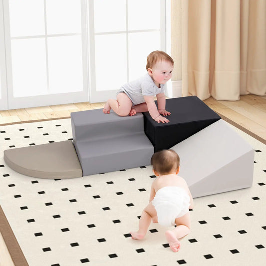 Climb and Crawl Foam Block Play Set for Infants, 4-piece gray foam blocks with curved ramp on Tampa Home & Garden Store