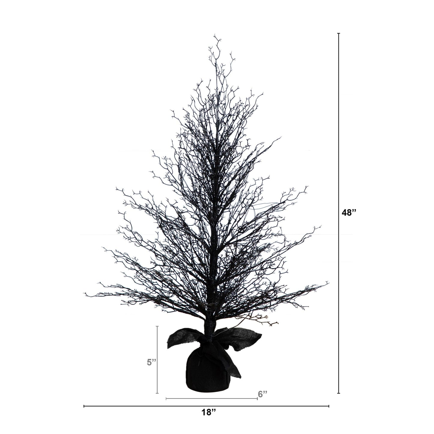 4’ Pre-Lit Halloween Black Twig Artificial Fall Tree in Burlap Planter with 63 Warm White LED Lights - Tampa Home & Garden Store