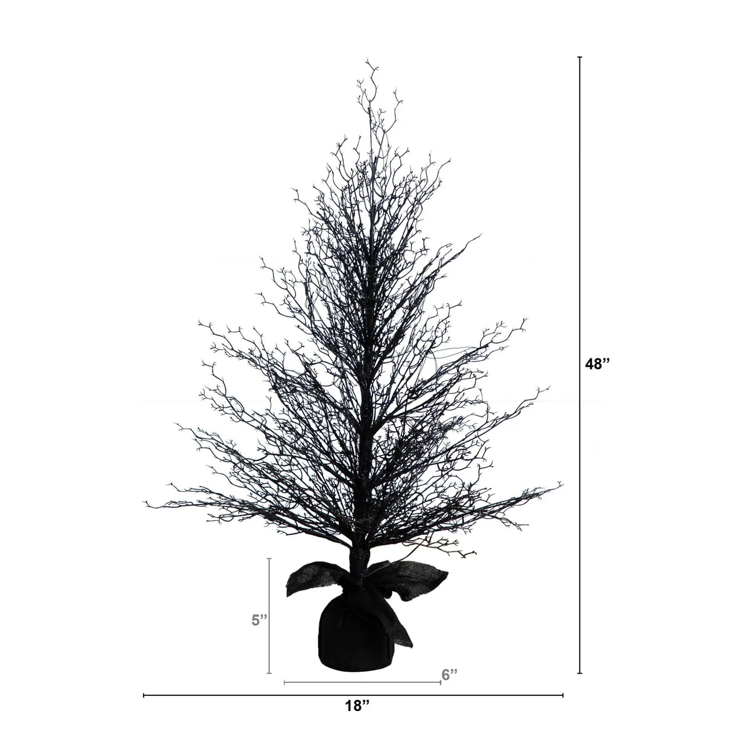 4 ft pre-lit black twig artificial tree in burlap planter by Nearly Natural on Tampa Home & Garden Store