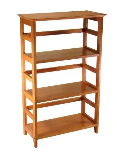 4-Tier Honey Finish Wood Bookcase for living room to showcase a favorite book on Tampa Home & Garden Store