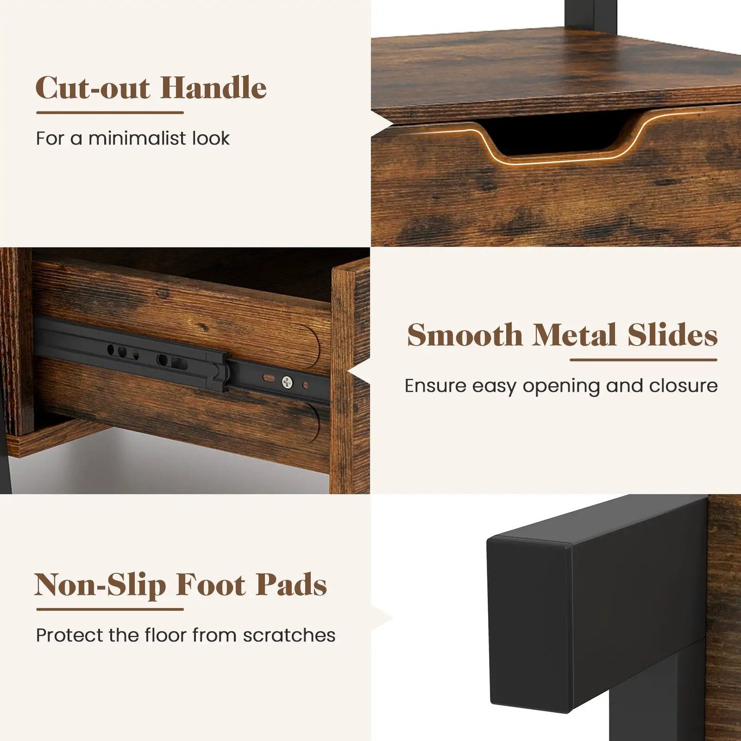 4-tier ladder shelf with 2 drawers in rustic brown wood, freestanding DirectDeals bookcase on Tampa Home & Garden Store