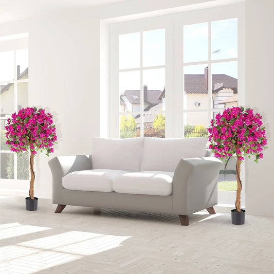 4.5 ft artificial azalea tree in cement pot with pink blooms for indoor decor DirectDeals on Tampa Home & Garden Store