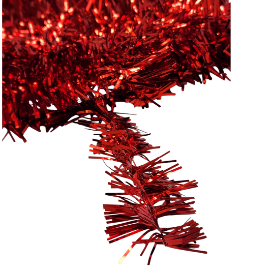 40 Feet Metallic Tinsel Garland - Red - Tampa Home & Garden Store