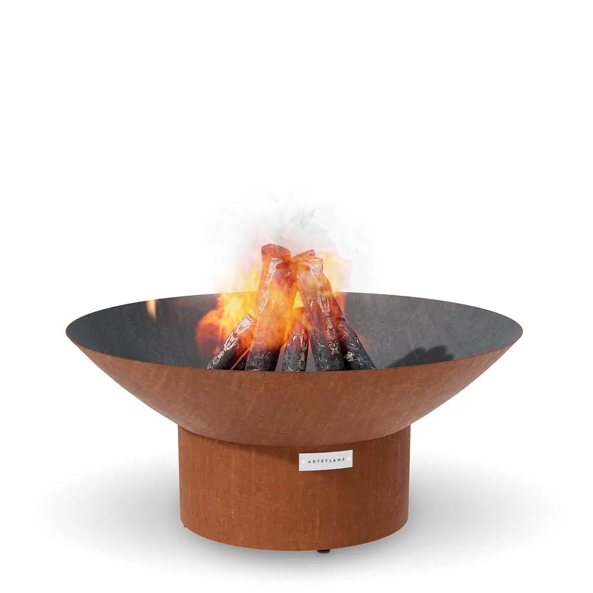 Arteflame 40 Inch Wood Burning Fire Pit rust-brown steel bowl with black interior on Tampa Home & Garden Store