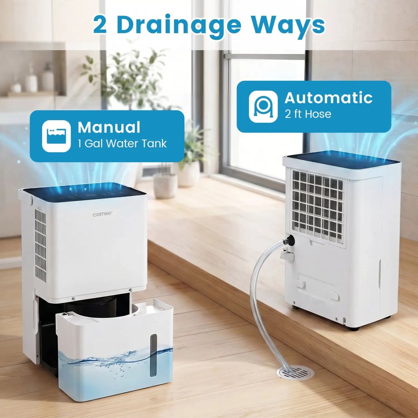 80 Pint Dehumidifier Drain Hose and Smart Control