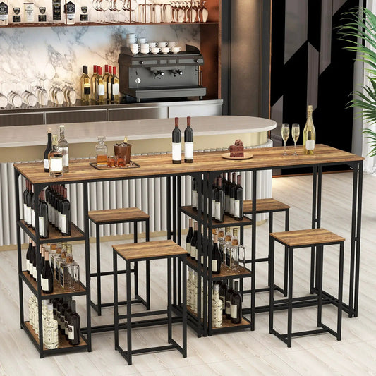 3-Piece Bar Table Set for Two with Stools wooden top and black metal frame on Tampa Home & Garden Store