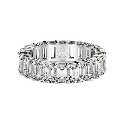 Emerald-cut lab-grown diamond eternity ring in 14k white gold, 2 cttw FG/VS2 on Tampa Home & Garden Store
