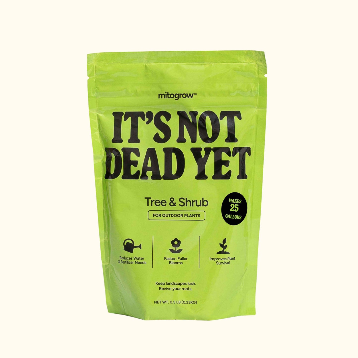 MitoGrow Tree & Shrub fertilizer bag lime green by Live Good Logistics on Tampa Home & Garden Store