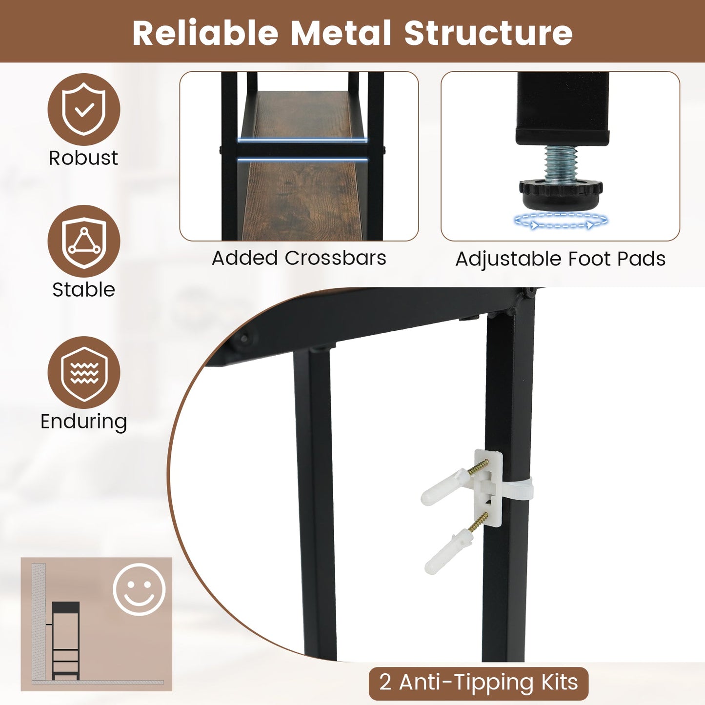 Console table 40-Inch with charging station LED, black metal frame and wood top by DirectDeals on Tampa Home & Garden Store