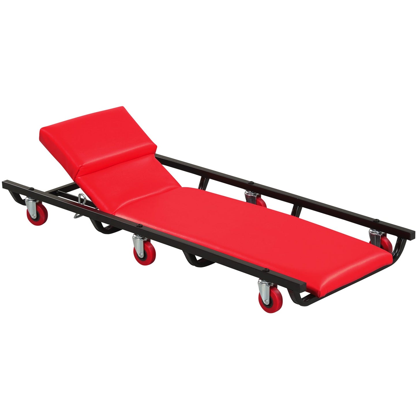 40 Inch Rolling Creeper with Adjustable Backrest and Headrest, red padded deck, DirectDeals on Tampa Home & Garden Store
