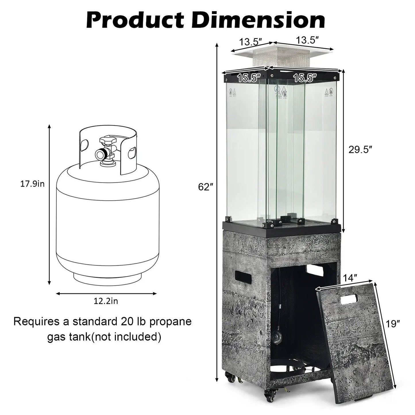 41 000 BTU Propane Patio Heater with Metal Hood-Black - Tampa Home & Garden Store
