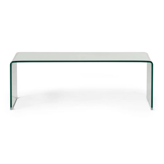 Coffee table 12mm tempered bent glass with green-tinted edge and clear legs on Tampa Home & Garden Store