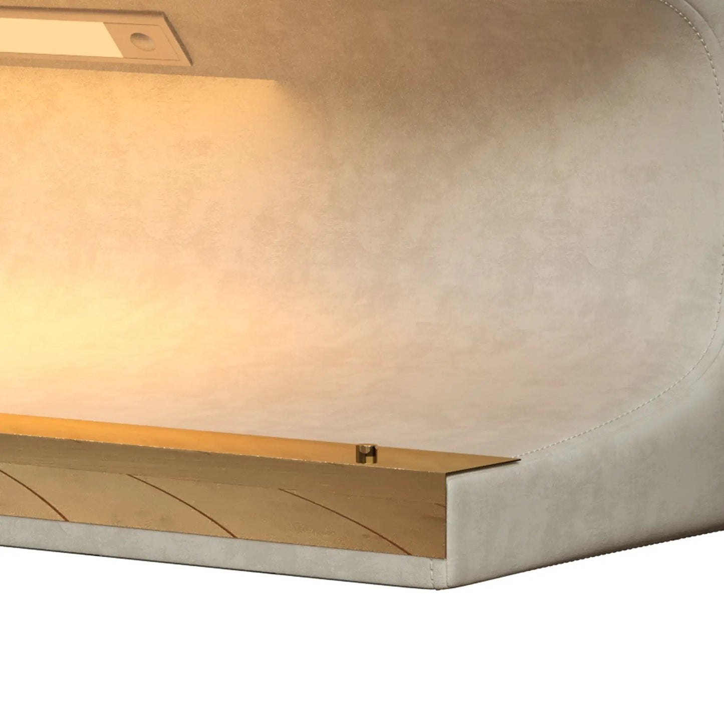 Banco de entrada con otomana tapizada en cuero con luz LED con sensor para sala de estar, dormitorio, pie de cama, beige