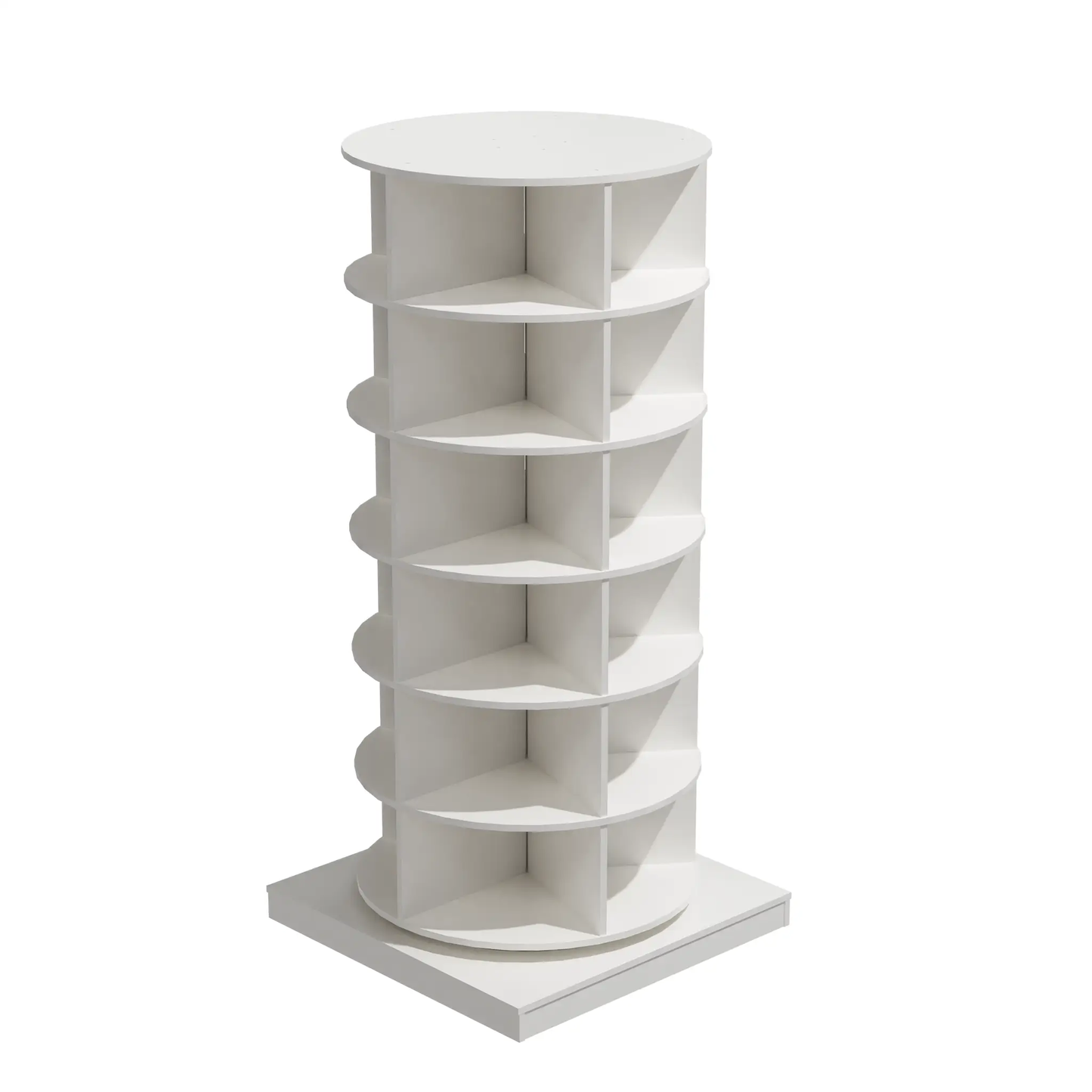 360 Rotating Shoe Cabinet with six white circular shelves on Tampa Home & Garden Store