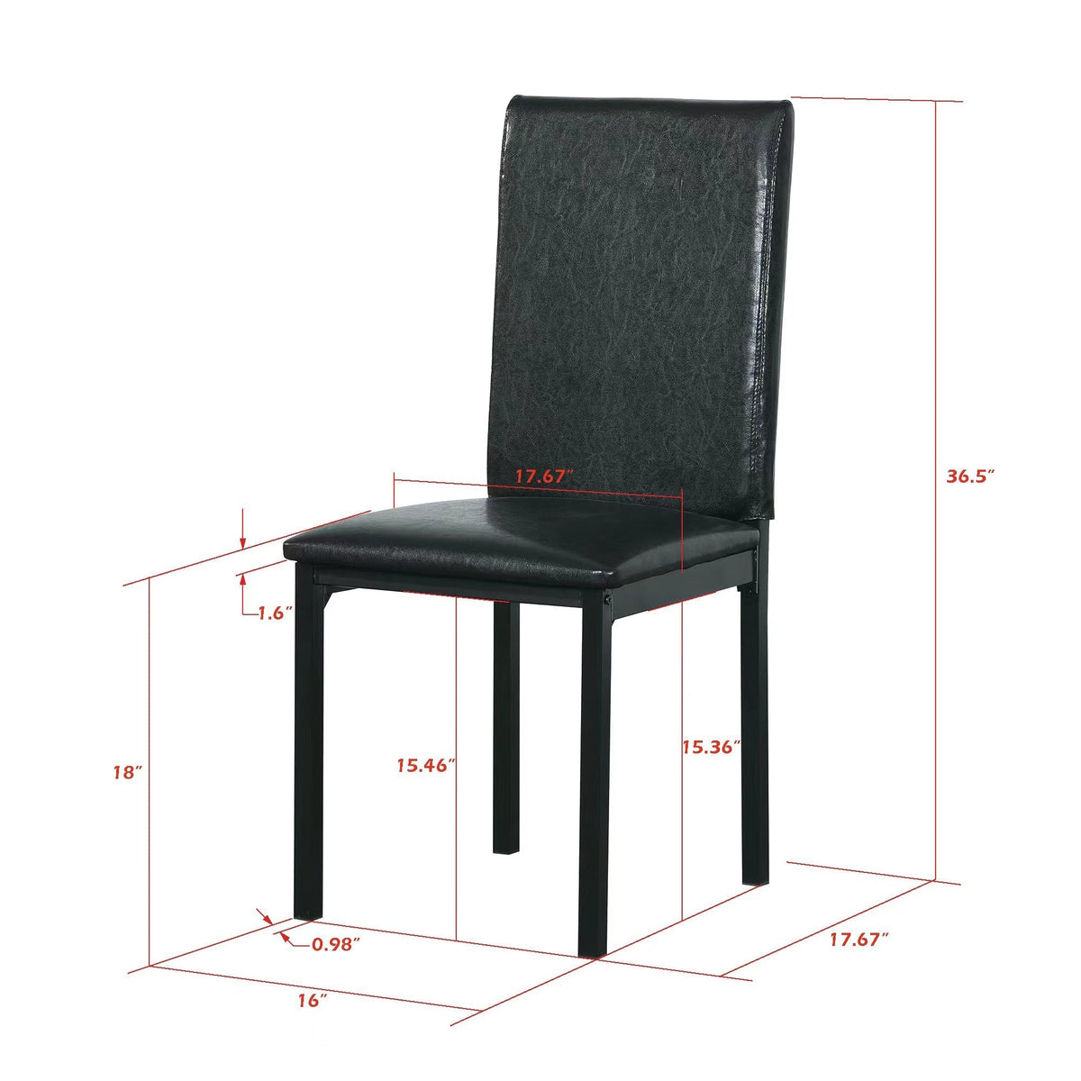 Dining chair in black faux-leather with metal legs from 5 Piece Dinette Set with Faux Marble Top on Tampa Home & Garden Store