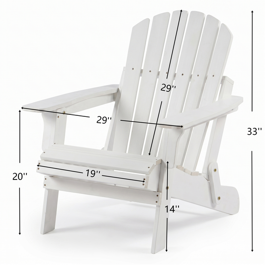 Oversize wooden outdoor folding Adirondack chair in white by HouseOfZazla for patio on Tampa Home & Garden Store