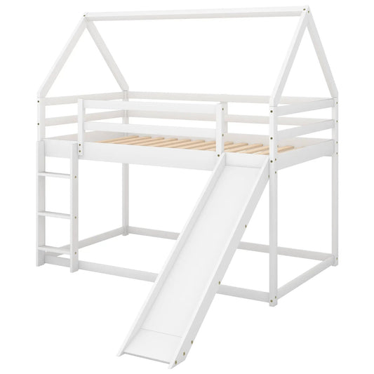Twin Size Bunk Bed with Slide and Ladder in white pine finish on Tampa Home & Garden Store