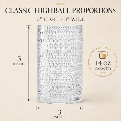 Barcelona Acrylic Hobnail Highball Cups Set of 6