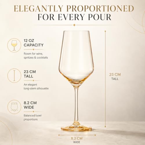 Monet Yellow Stemmed Wine Glasses Set of Two