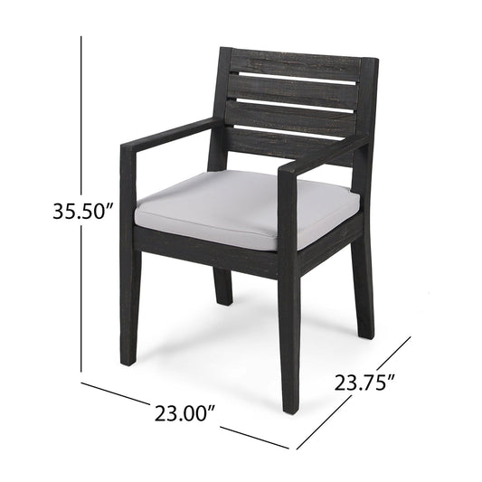 Outdoor dining chair dark gray wood with light gray cushion HouseOfZazla 6 Piece Outdoor Set on Tampa Home & Garden Store