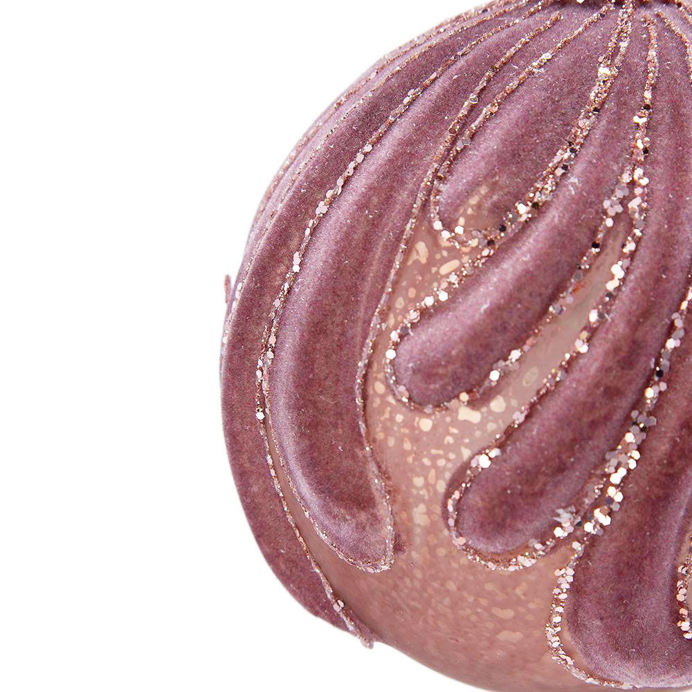 Glass Christmas ball ornament set of 6 in pink purple with glitter swirls HouseOfZazla on Tampa Home & Garden Store