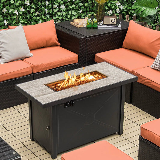 42 Inch 60000 BTU Propane Fire Pit Table with Ceramic Tabletop - Tampa Home & Garden Store