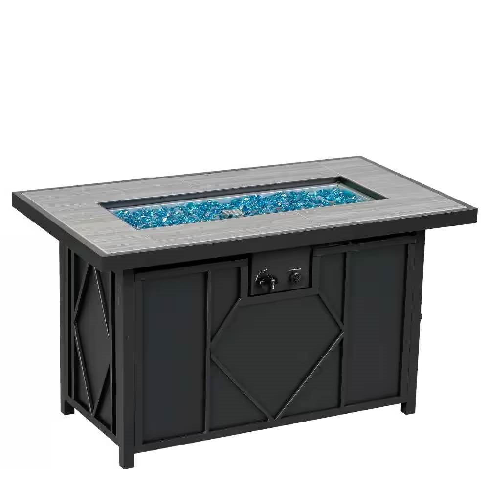 42-inch Outdoor Propane Gas Fire Pit Patio Table with Blue Fire Glass - Tampa Home & Garden Store
