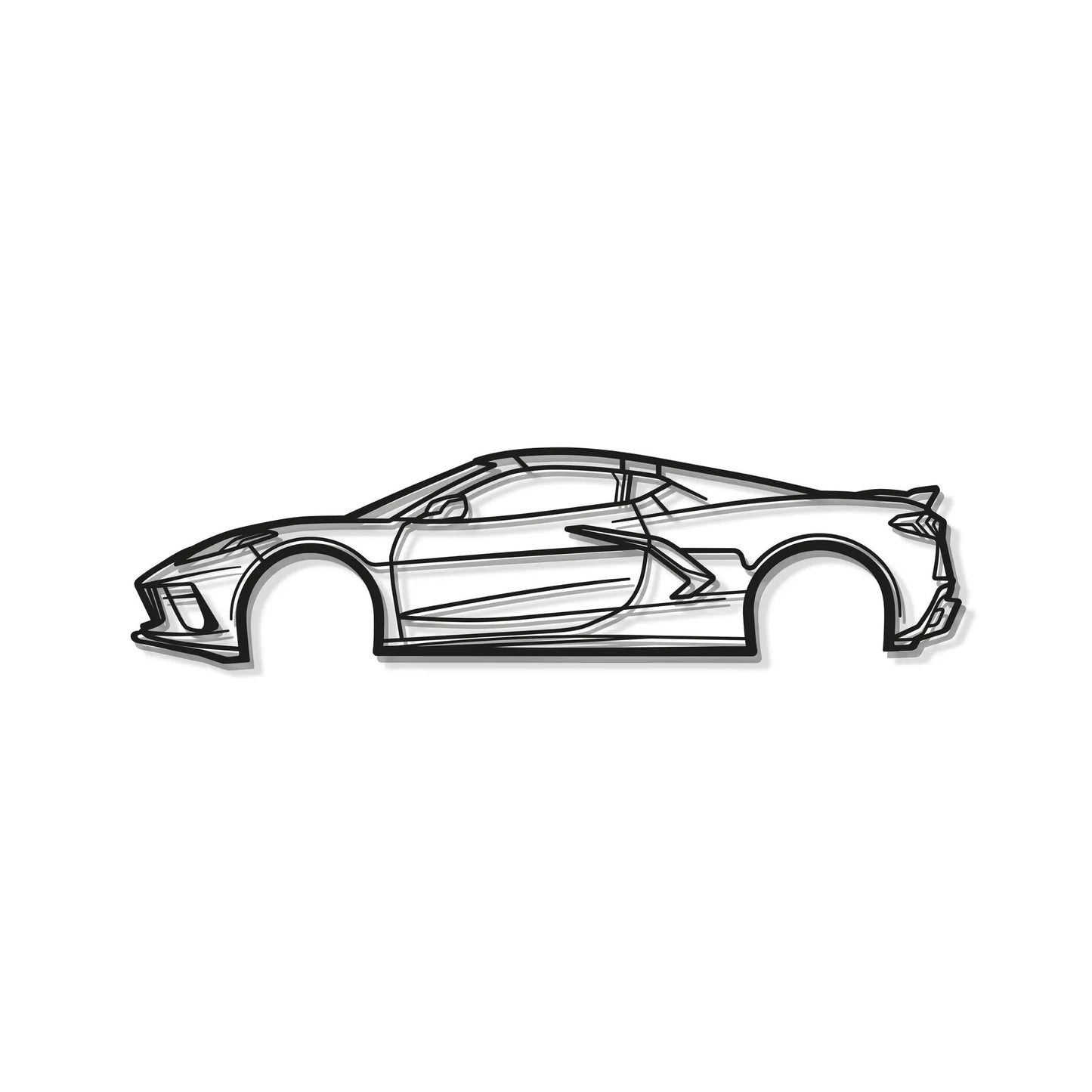Corvette C8 metal wall art decor black line-art silhouette by Modello Turbo on Tampa Home & Garden Store
