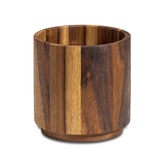 Acacia Wood Rotating Lazy Susan Utensil Holder Kalmar Home, natural brown tones on Tampa Home & Garden Store