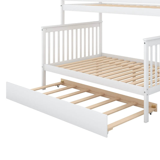 White twin over full bunk bed with wooden slats and pull-out trundle staircase VIP on Tampa Home & Garden Store