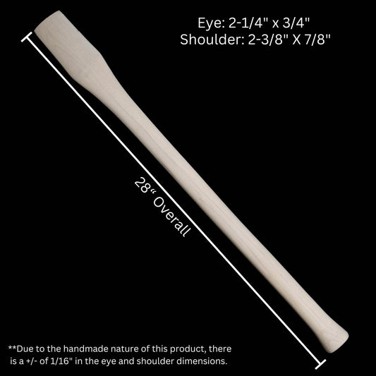 Cruiser Axe Handle 28in Whiskey River Premium Select natural wood with eye and shoulder details on Tampa Home & Garden Store