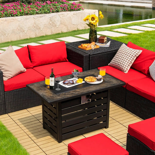 42 Inch 50000 BTU Propane Fire Pit Table with Ore Powder Surface - Tampa Home & Garden Store