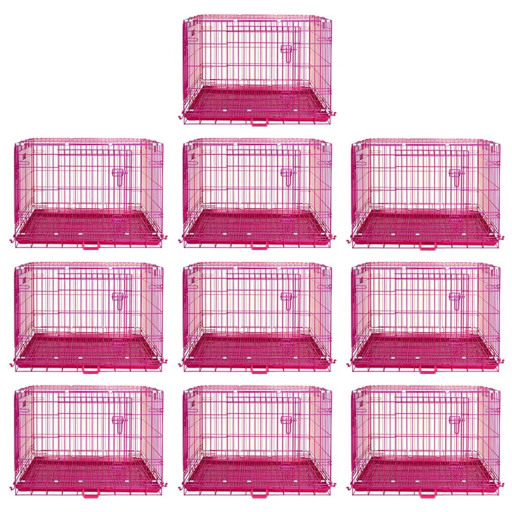 Pink collapsible dog crate 24–42in, wire pet crate set of 9 by Homey Pet Official on Tampa Home & Garden Store