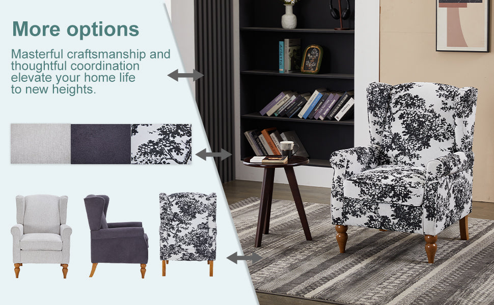 Coffee Table & Armchair Set by HouseOfZazla floral armchair with wooden legs and round table on Tampa Home & Garden Store