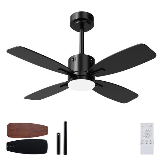 42inch Ceiling Fan with Light and Remote 3CCT LED with Memory 4H Timer 6 Speeds-Black - Tampa Home & Garden Store