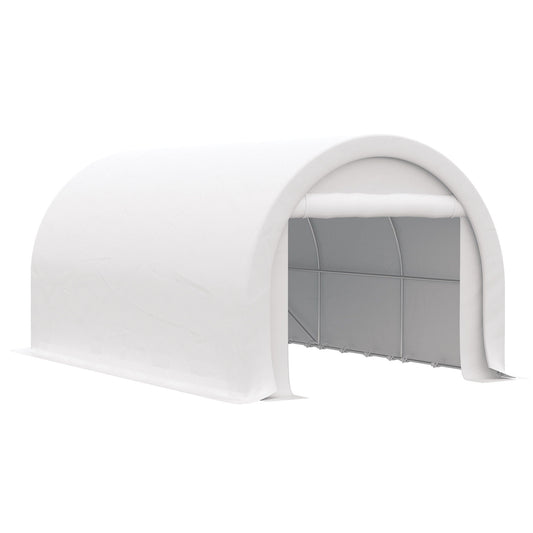 Outsunny 10x16 white carport canopy with large zippered door for vehicle storage on Tampa Home & Garden Store
