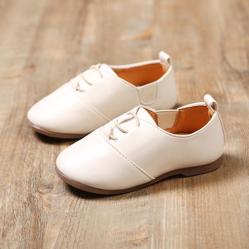 Stevvex luxury leather children's casual shoes cream lace-up baby walkers pair on Tampa Home & Garden Store